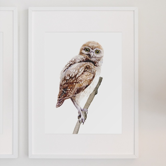 Owl Wall Art Watercolor Illustration Print Poster Card Unframed - Picture 3 of 7